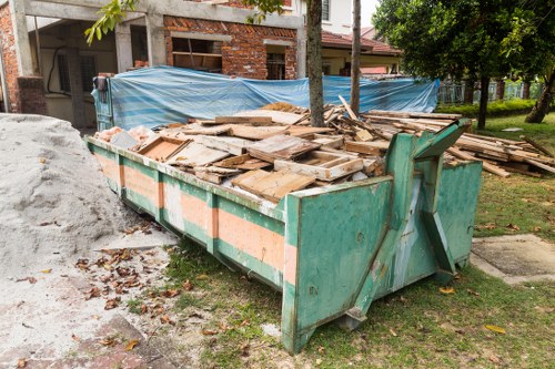 Recycling bins in a London neighborhood